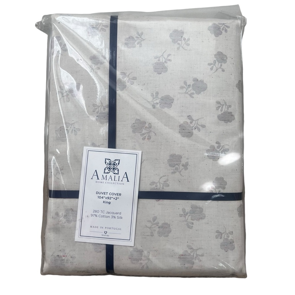 AMALIA HOME COLLECTION LILI FLORAL JACQUARD SILK BLEND‎ DUVET COVER KING SIZE